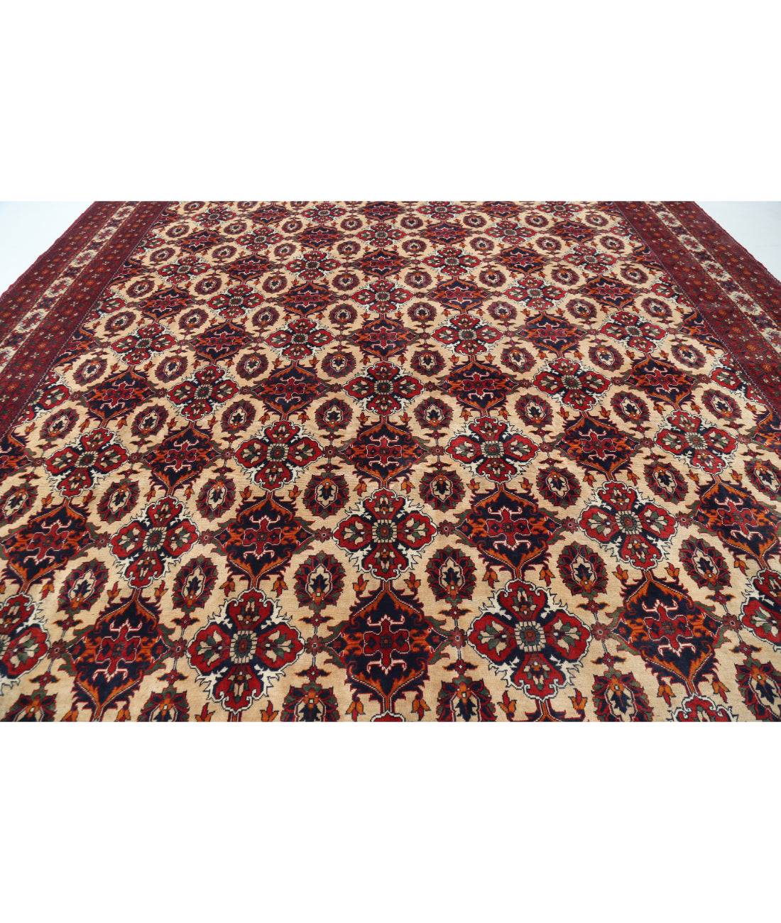 Hand Knotted Afghan Khamyab Wool Rug - 13'0'' x 18'11'' 13'0'' x 18'11'' (390 X 568) / Beige / Red