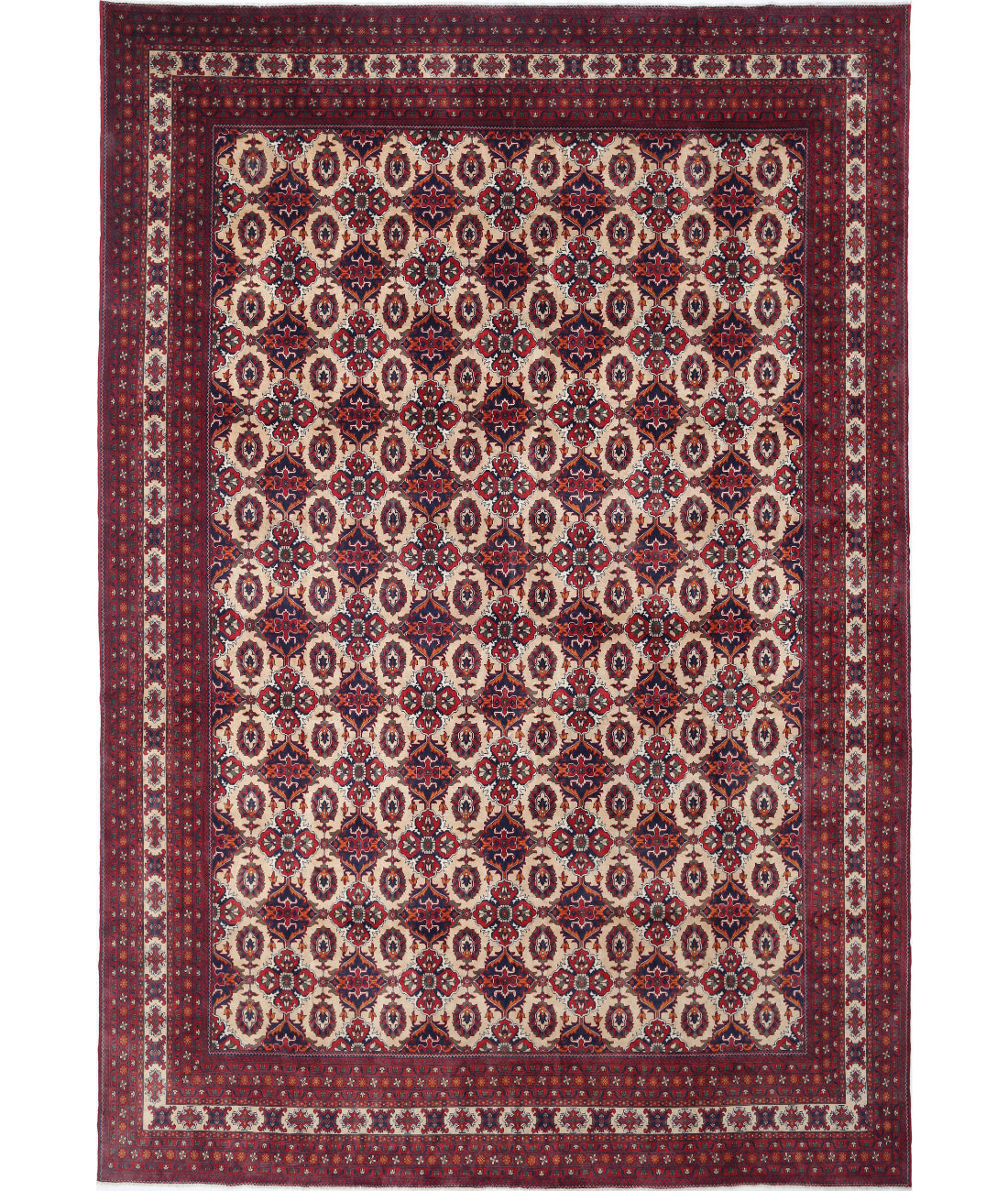 Hand Knotted Afghan Khamyab Wool Rug - 13'0'' x 18'11''