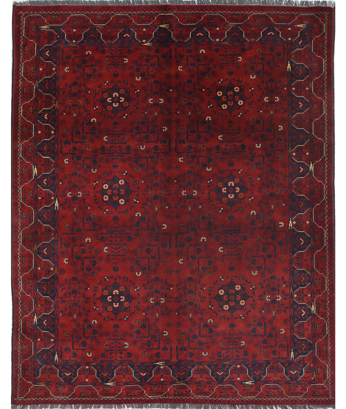 Hand Knotted Afghan Khamyab Wool Rug - 4'10'' x 6'2''