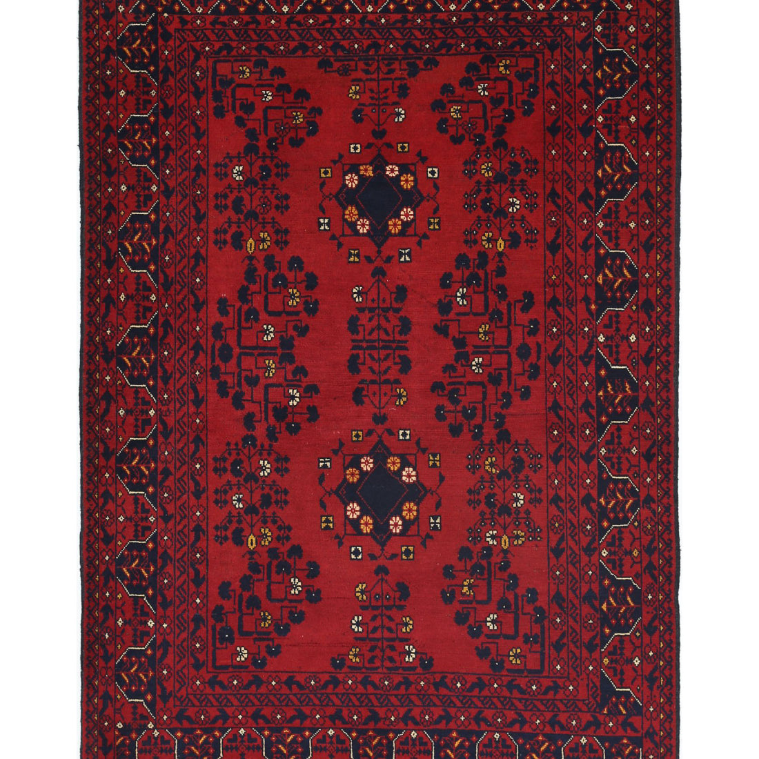 Alfombra de lana Khamyab afgana anudada a mano - 3'2'' x 4'10''