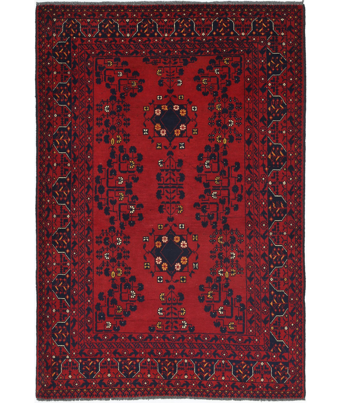 Alfombra de lana Khamyab afgana anudada a mano - 3'2'' x 4'10''
