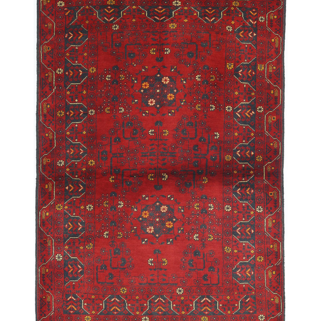 Alfombra de lana Khamyab afgana anudada a mano - 3'2'' x 4'1''