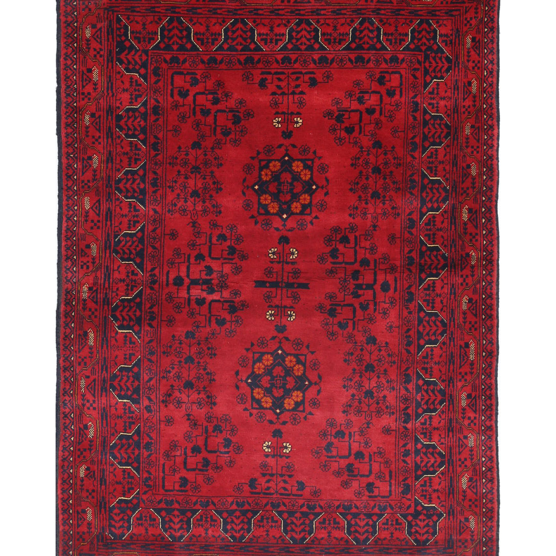 Alfombra de lana Khamyab afgana anudada a mano - 3'3'' x 4'1''