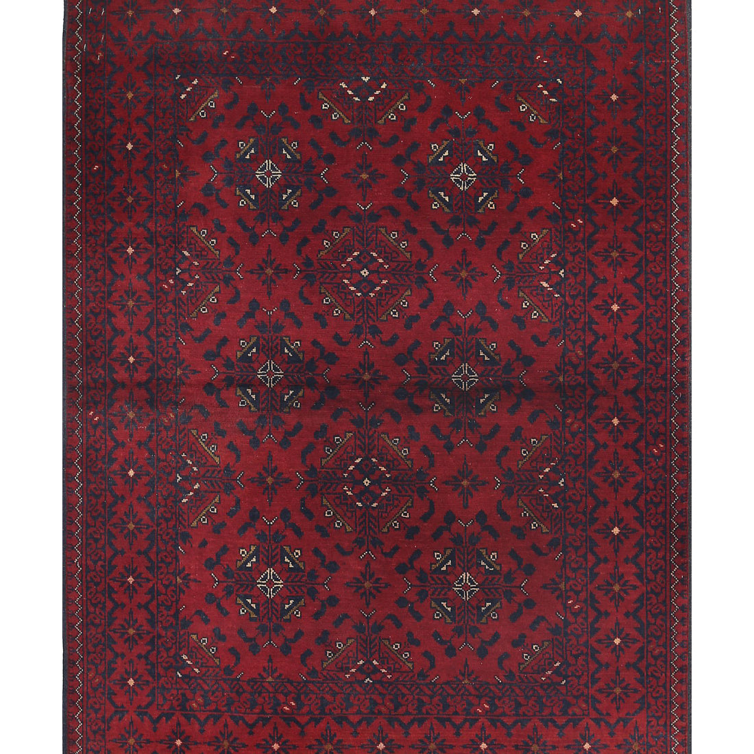 Alfombra de lana Khamyab afgana anudada a mano - 3'4'' x 4'7''