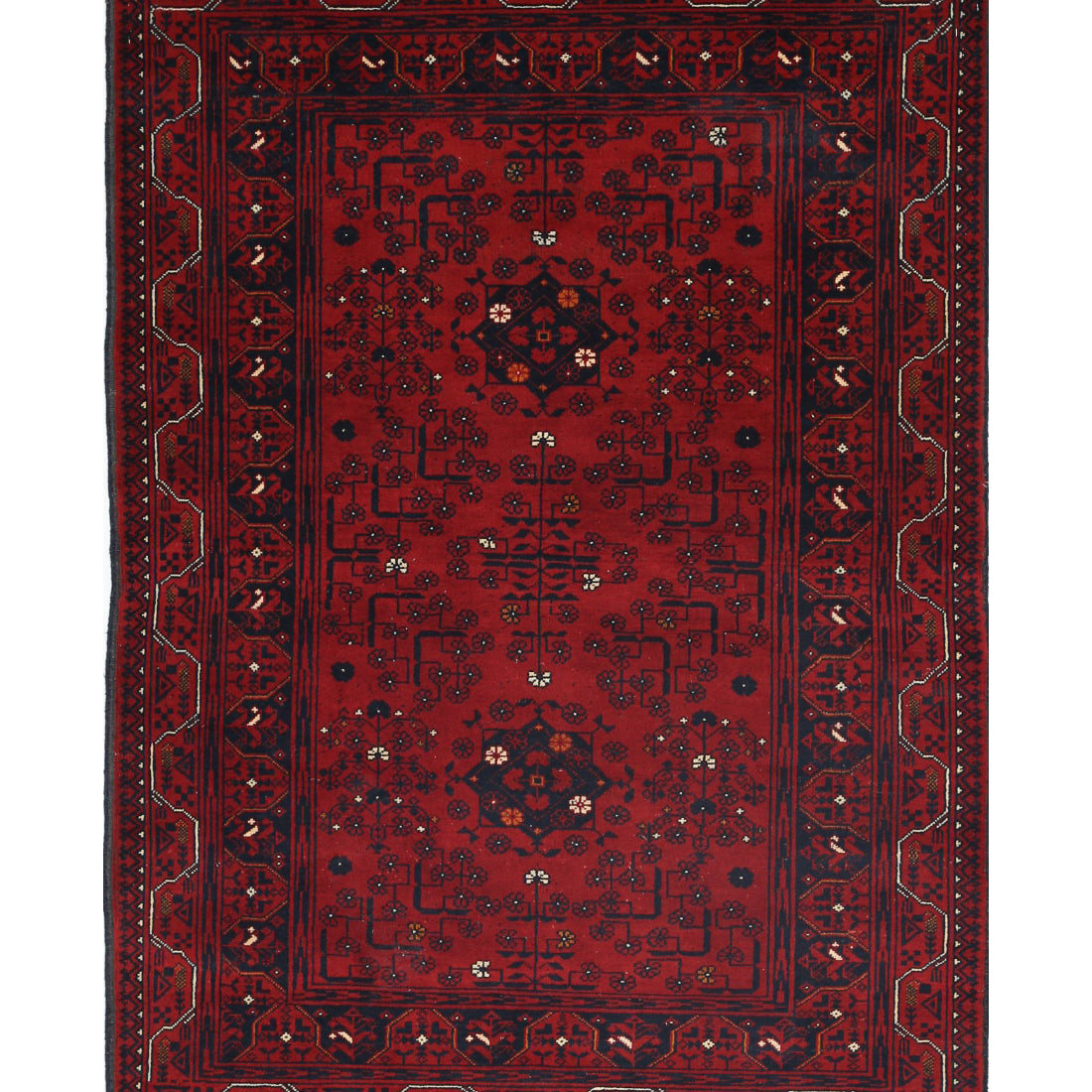 Hand Knotted Afghan Khamyab Wool Rug - 3'3'' x 4'9''