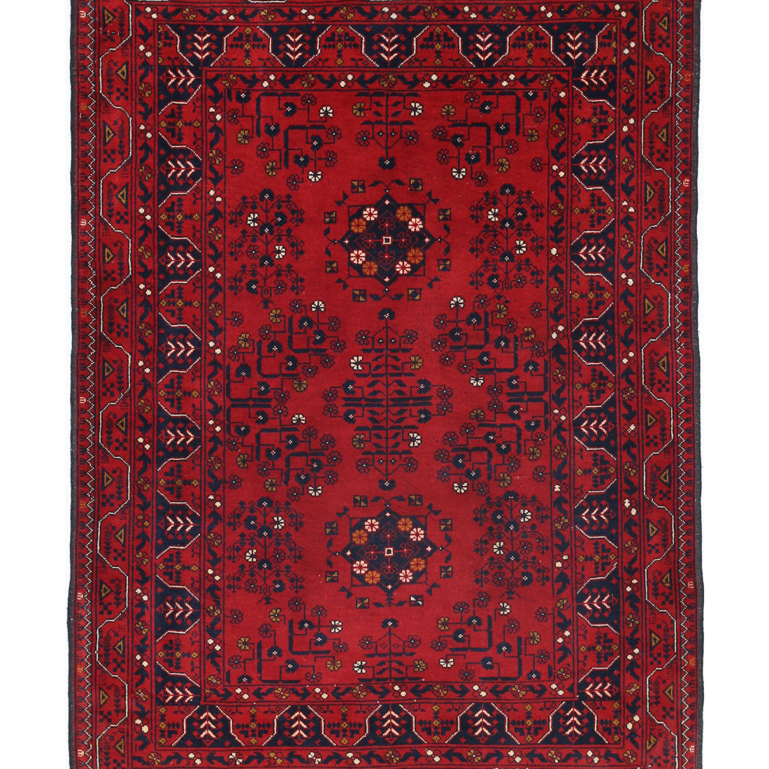 Hand Knotted Afghan Khamyab Wool Rug - 3'3'' x 4'9''
