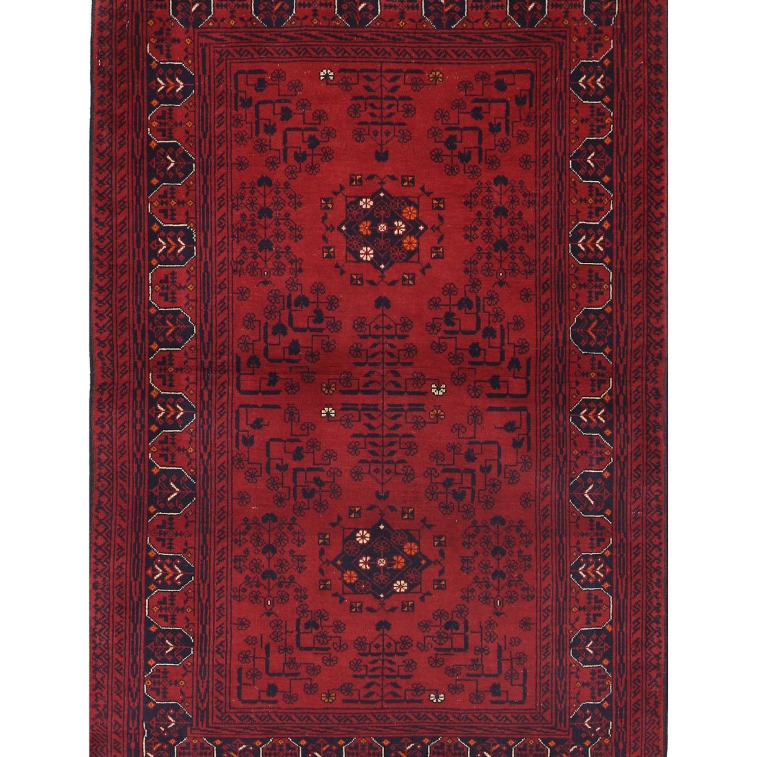 Alfombra de lana Khamyab afgana anudada a mano - 3'2'' x 4'11''