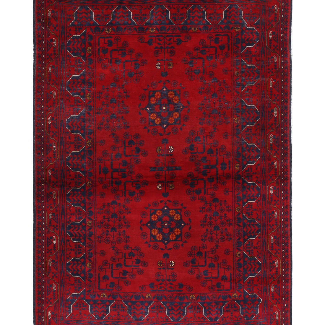 Alfombra de lana Khamyab afgana anudada a mano - 3'3'' x 4'10''