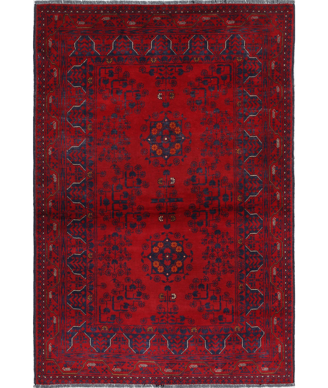 Alfombra de lana Khamyab afgana anudada a mano - 3'3'' x 4'10''