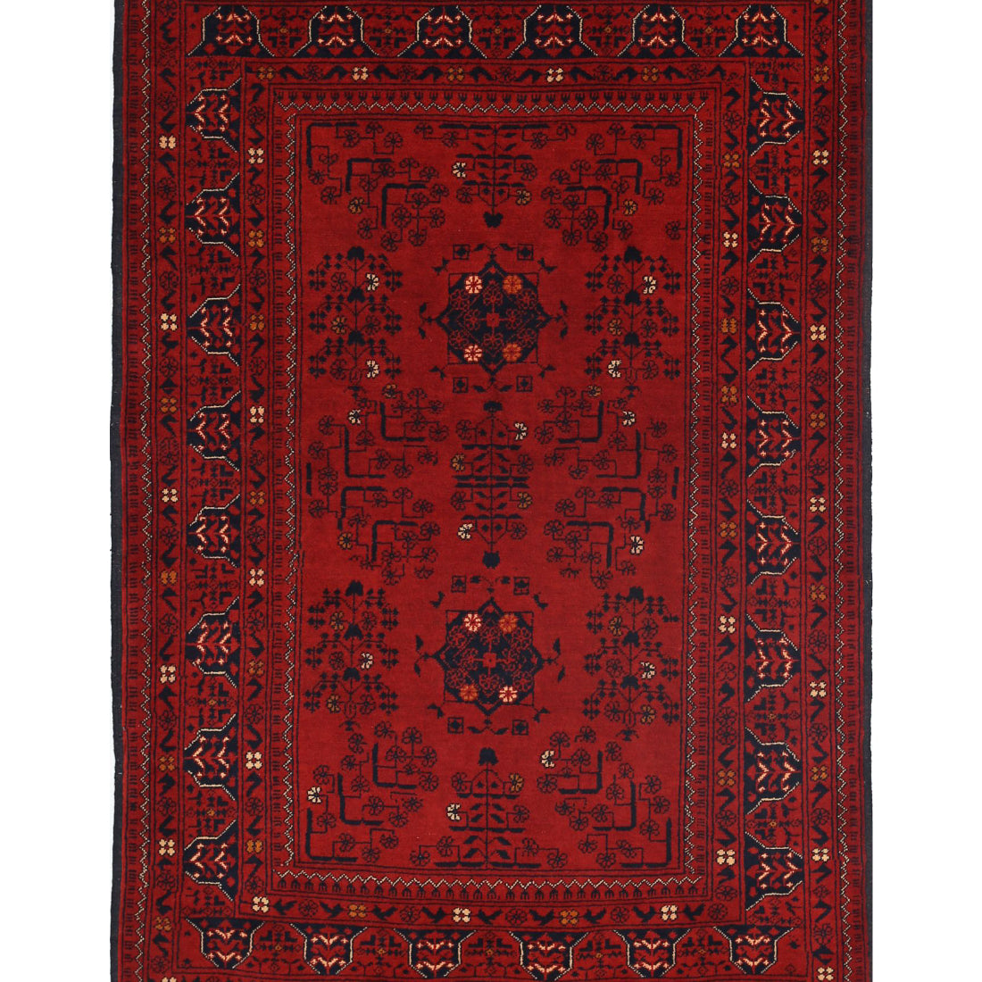 Alfombra de lana Khamyab afgana anudada a mano - 3'3'' x 4'9''