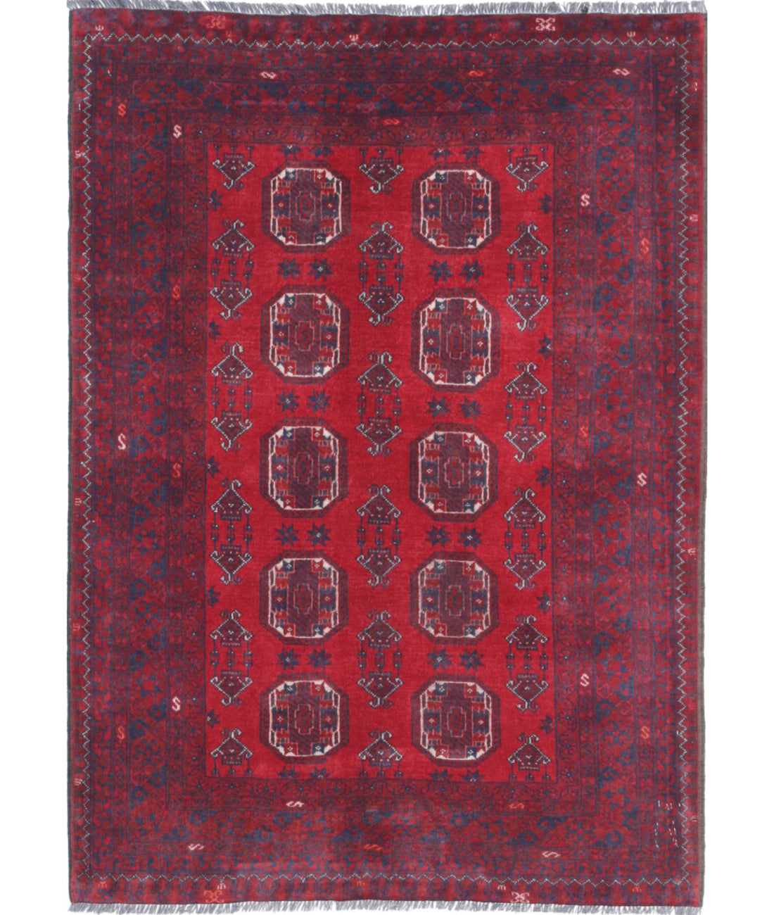 Hand Knotted Afghan Khamyab Wool Rug - 3'0'' x 4'2''