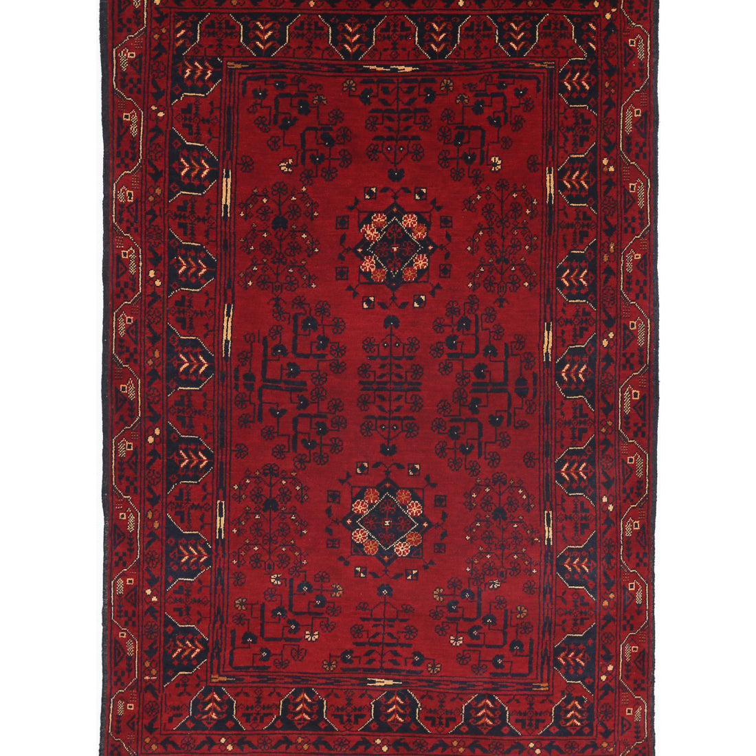 Hand Knotted Afghan Khamyab Wool Rug - 3'3'' x 5'0''