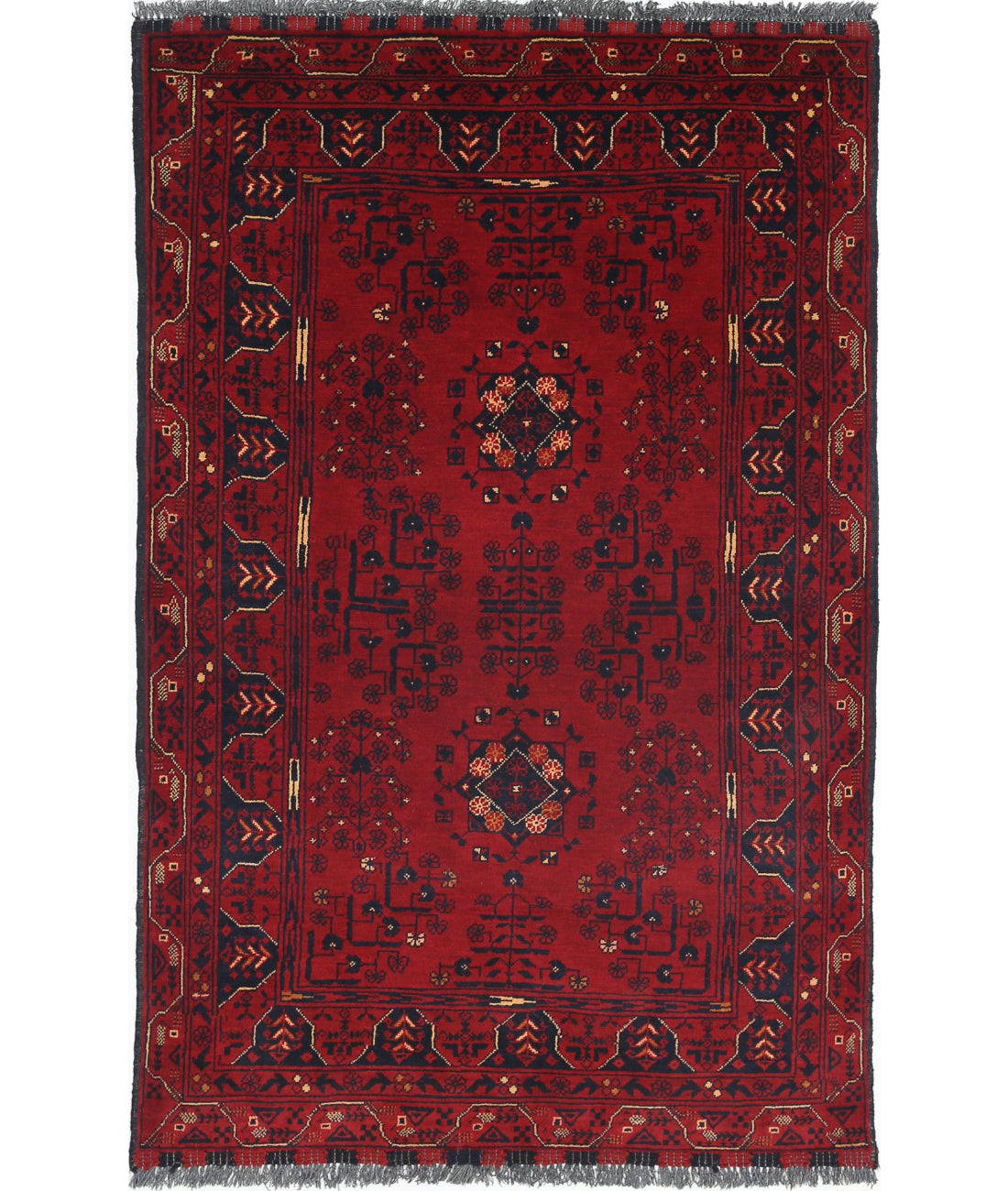 Hand Knotted Afghan Khamyab Wool Rug - 3'3'' x 5'0''