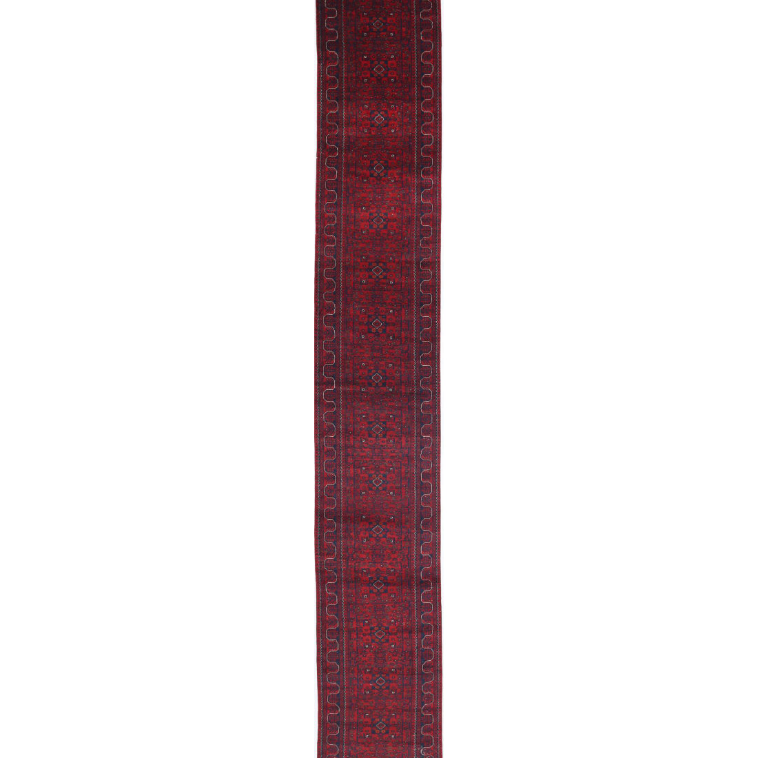 Hand Knotted Afghan Khamyab Wool Rug - 2'7'' x 21'11''