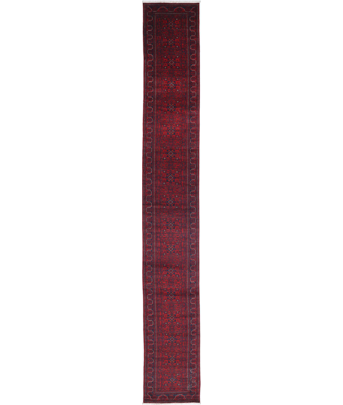 Hand Knotted Afghan Khamyab Wool Rug - 2'7'' x 21'11''