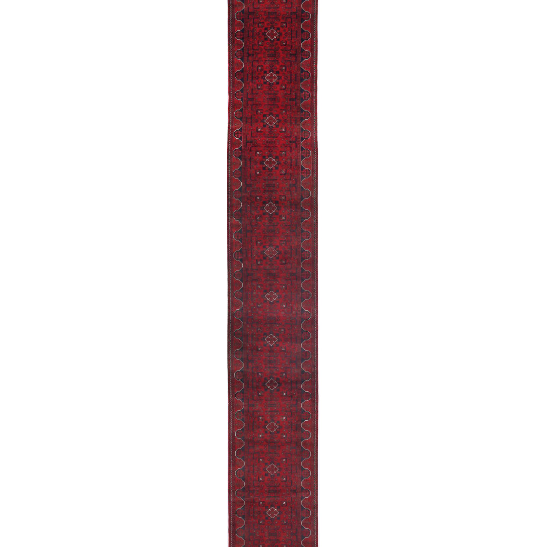 Hand Knotted Afghan Khamyab Wool Rug - 2'7'' x 26'0''