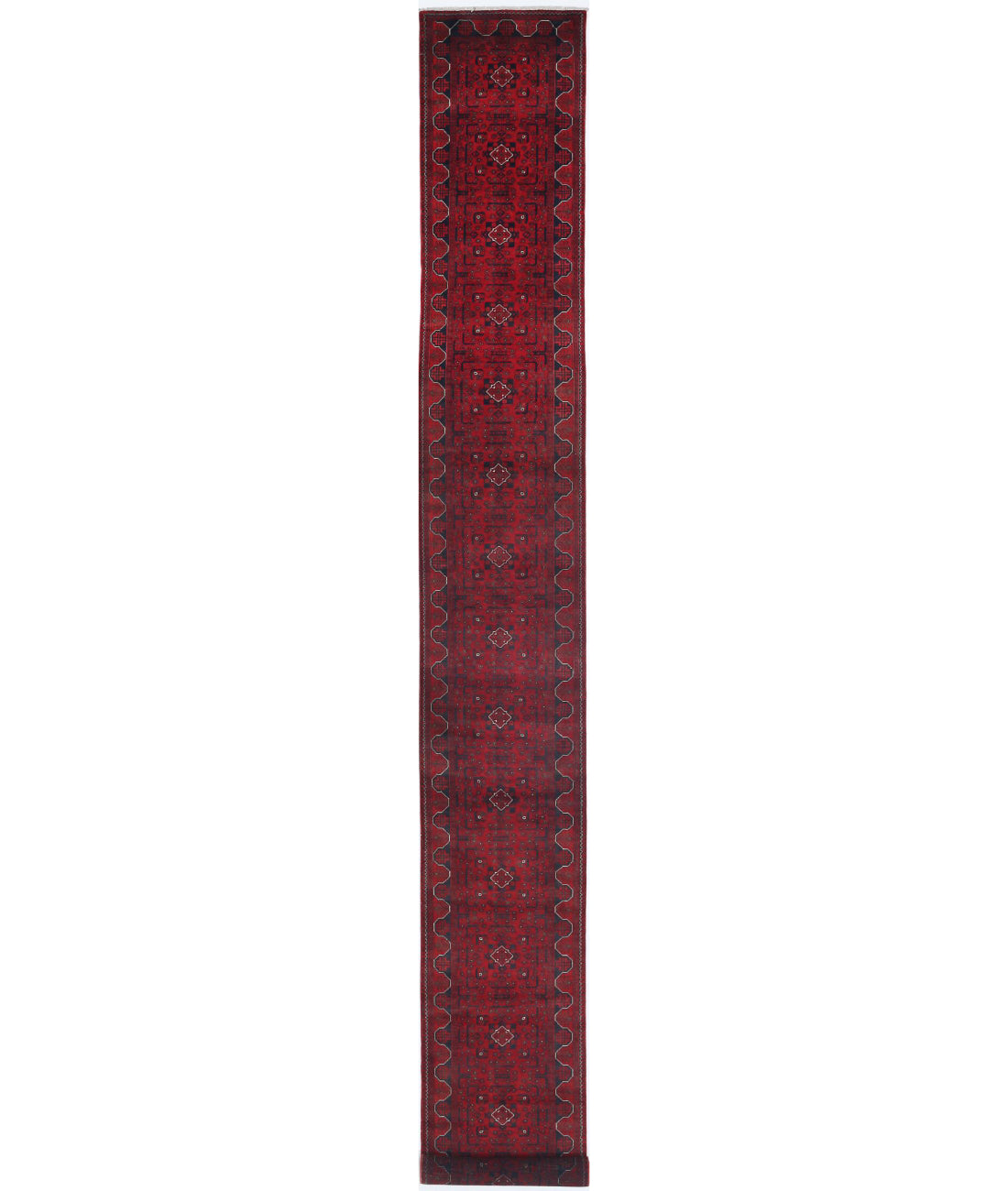 Hand Knotted Afghan Khamyab Wool Rug - 2'7'' x 26'0''
