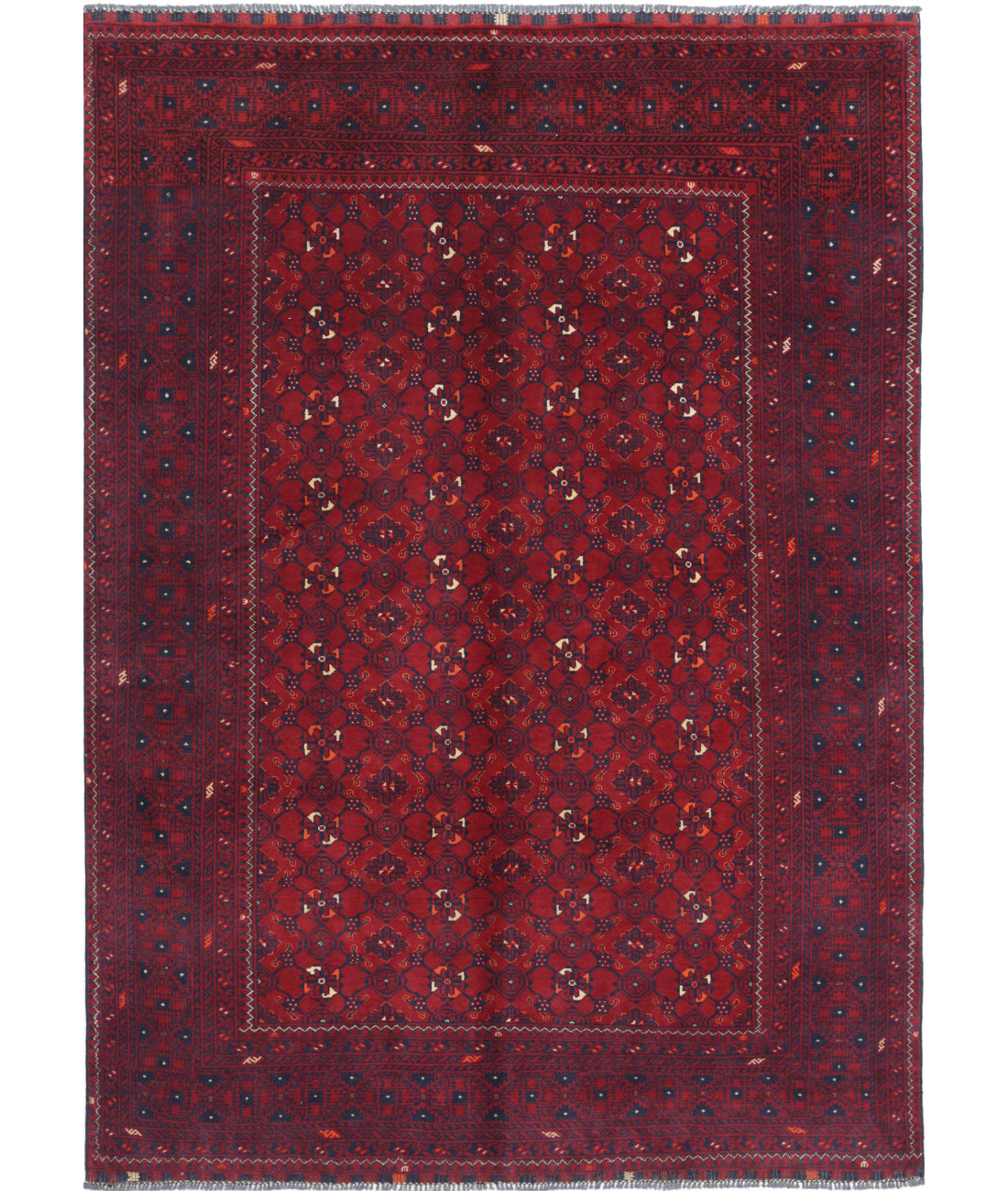 Hand Knotted Afghan Khamyab Wool Rug - 5'5'' x 7'7''