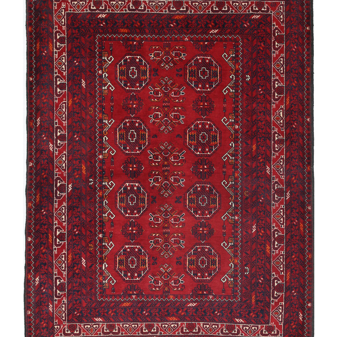 Alfombra de lana Khamyab afgana anudada a mano - 3'5'' x 4'8''