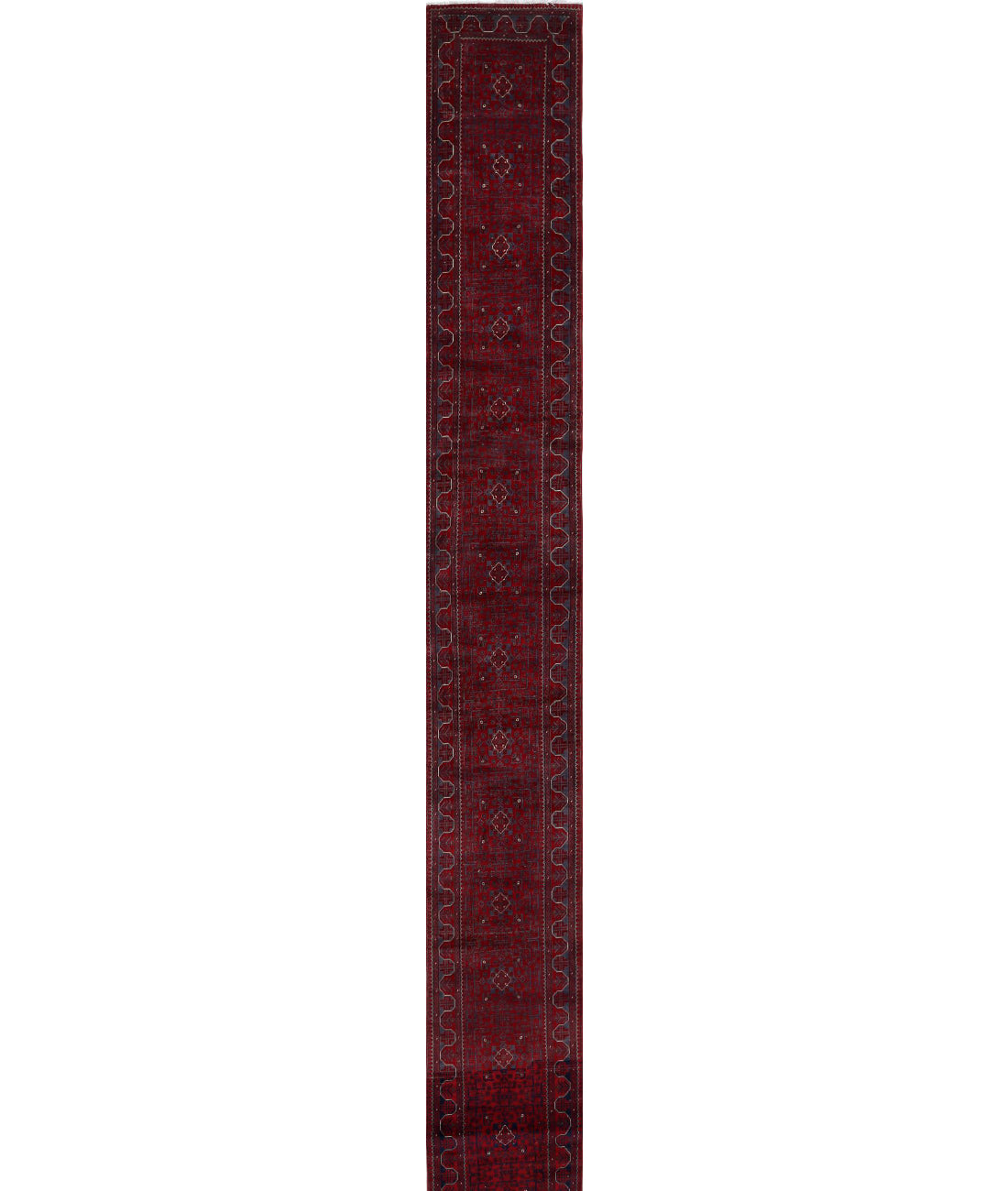 Hand Knotted Afghan Khamyab Wool Rug - 2'7'' x 24'7''