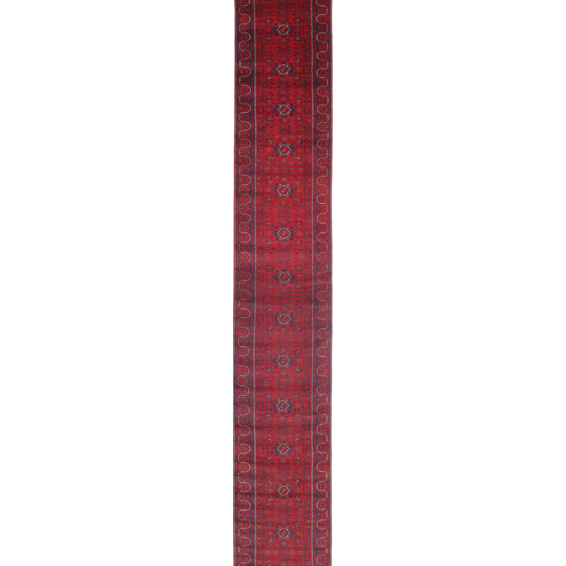 Hand Knotted Afghan Khamyab Wool Rug - 2'6'' x 22'1''