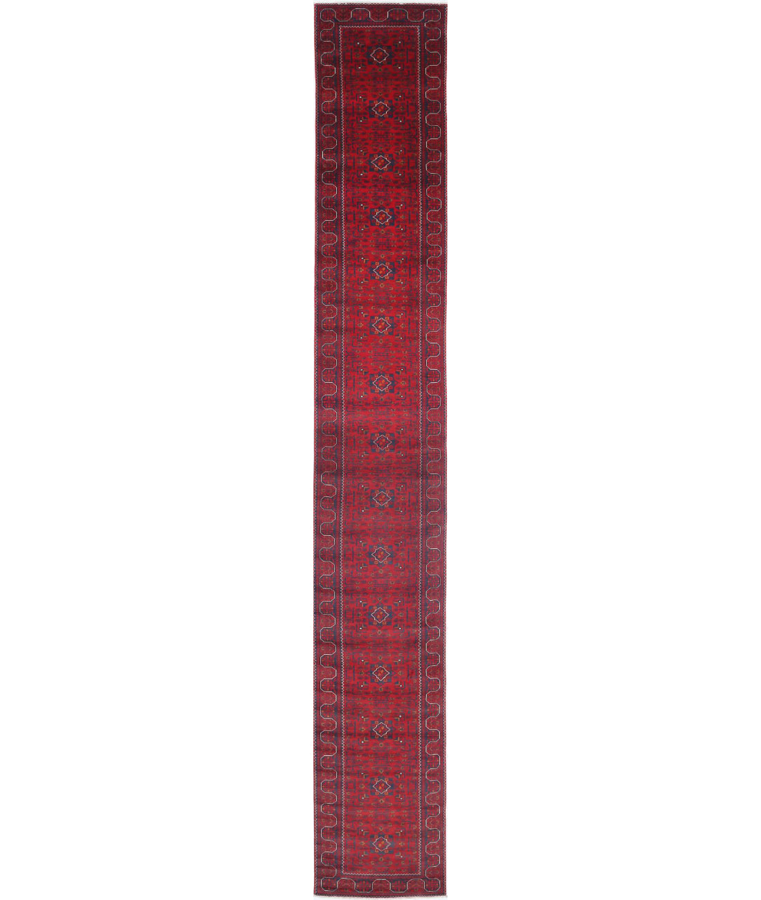 Hand Knotted Afghan Khamyab Wool Rug - 2'6'' x 22'1''