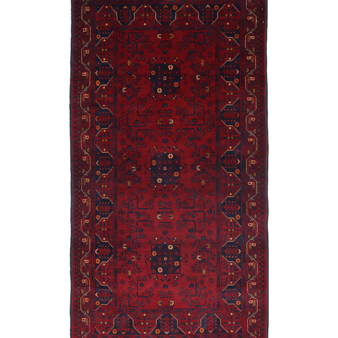 Alfombra de lana Khamyab afgana anudada a mano - 3'3'' x 6'4''