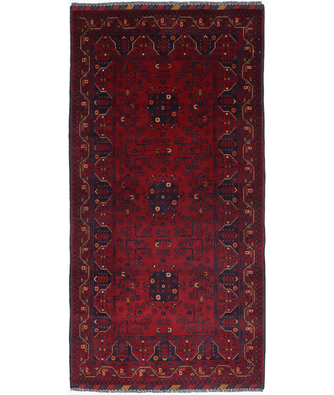 Alfombra de lana Khamyab afgana anudada a mano - 3'3'' x 6'4''