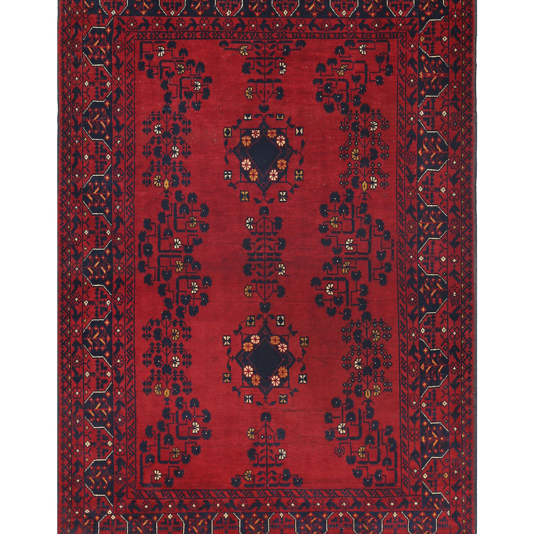 Alfombra de lana Khamyab afgana anudada a mano - 3'4'' x 4'10''