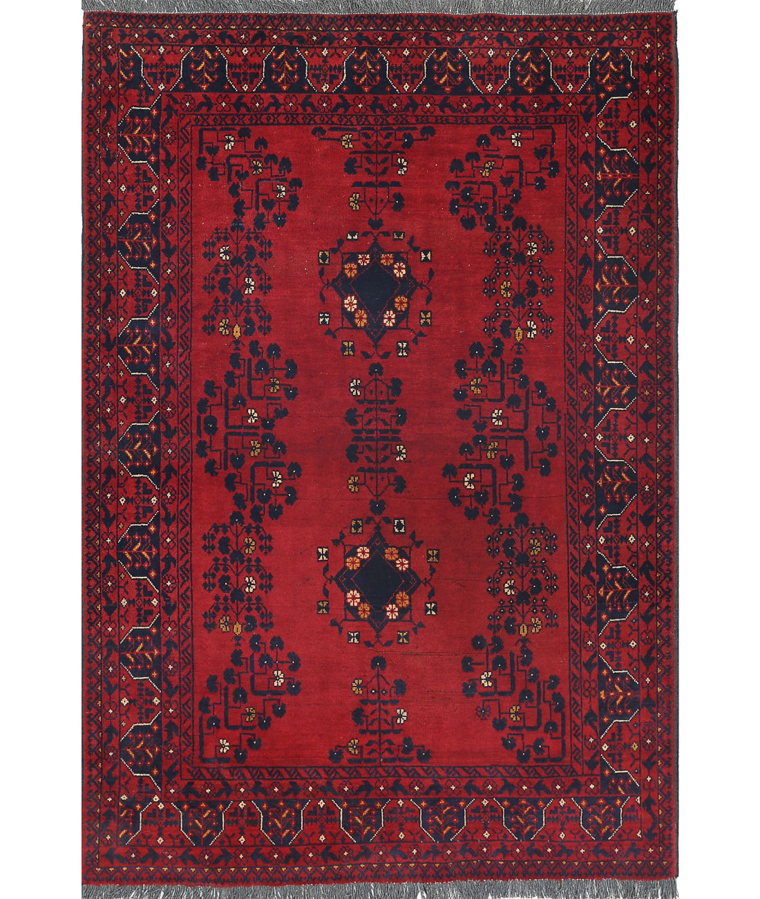 Alfombra de lana Khamyab afgana anudada a mano - 3'4'' x 4'10''