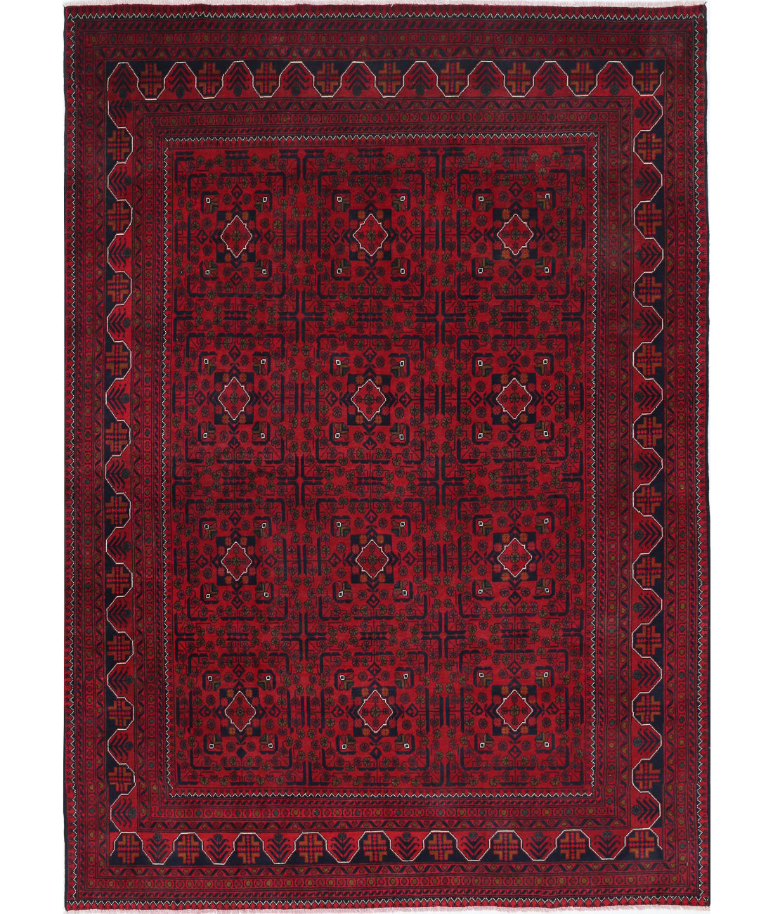 Hand Knotted Afghan Khamyab Wool Rug - 6'6'' x 9'1''