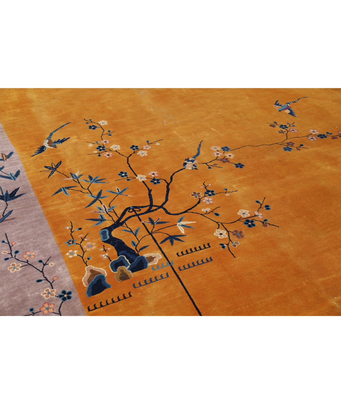 Hand Knotted Antique Nickel Wool Rug - 9'10'' x 13'2'' 9'10'' x 13'2'' (290 X 385) / Gold / Lilac