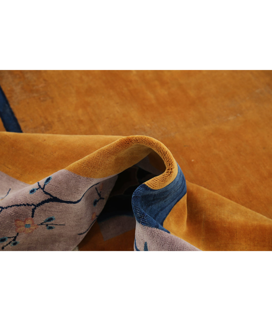 Hand Knotted Antique Nickel Wool Rug - 9'10'' x 13'2'' 9'10'' x 13'2'' (290 X 385) / Gold / Lilac