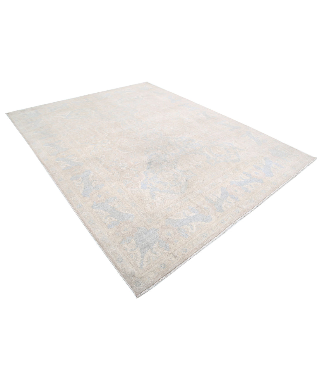 Hand Knotted Ariana Haji Jalili Wool Rug - 7'11'' x 10'0'' 7'11'' x 10'0'' (238 X 300) / Ivory / Blue