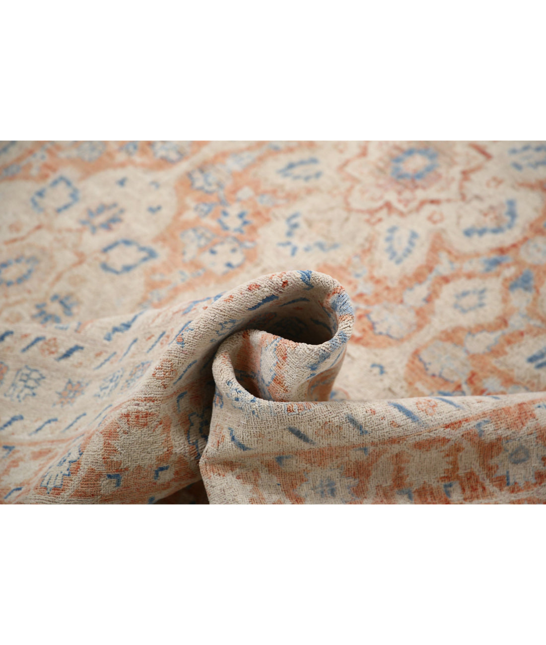 Hand Knotted Fine Ariana Tabriz Wool Rug - 9'1'' x 12'4'' 9'1'' x 12'4'' (273 X 370) / Rust / Rust