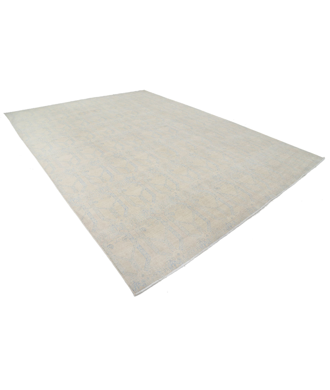 Hand Knotted Fine Artemix Wool Rug - 10'0'' x 13'9'' 10'0'' x 13'9'' (300 X 413) / Beige / Blue