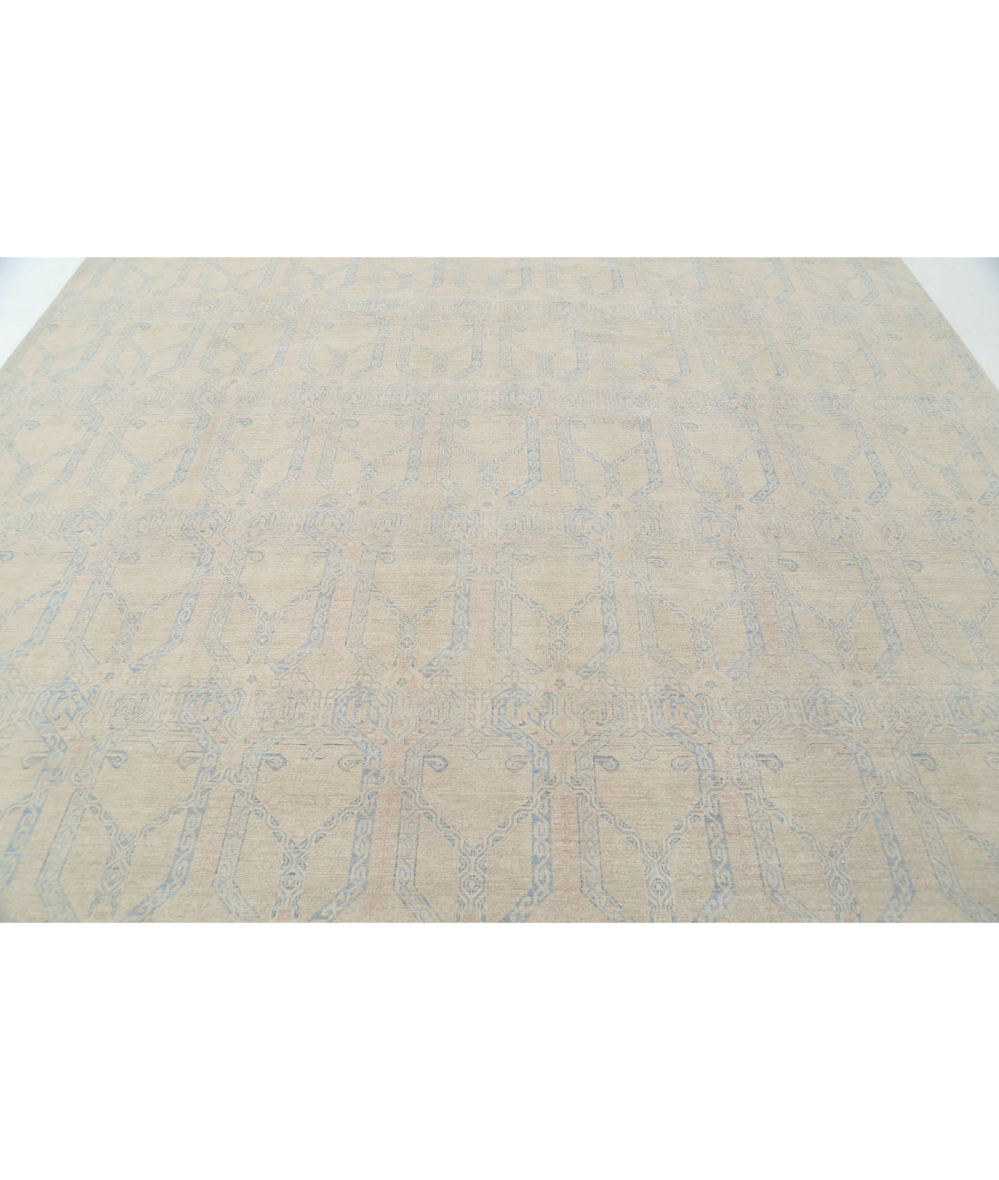 Hand Knotted Fine Artemix Wool Rug - 10'0'' x 13'9'' 10'0'' x 13'9'' (300 X 413) / Beige / Blue
