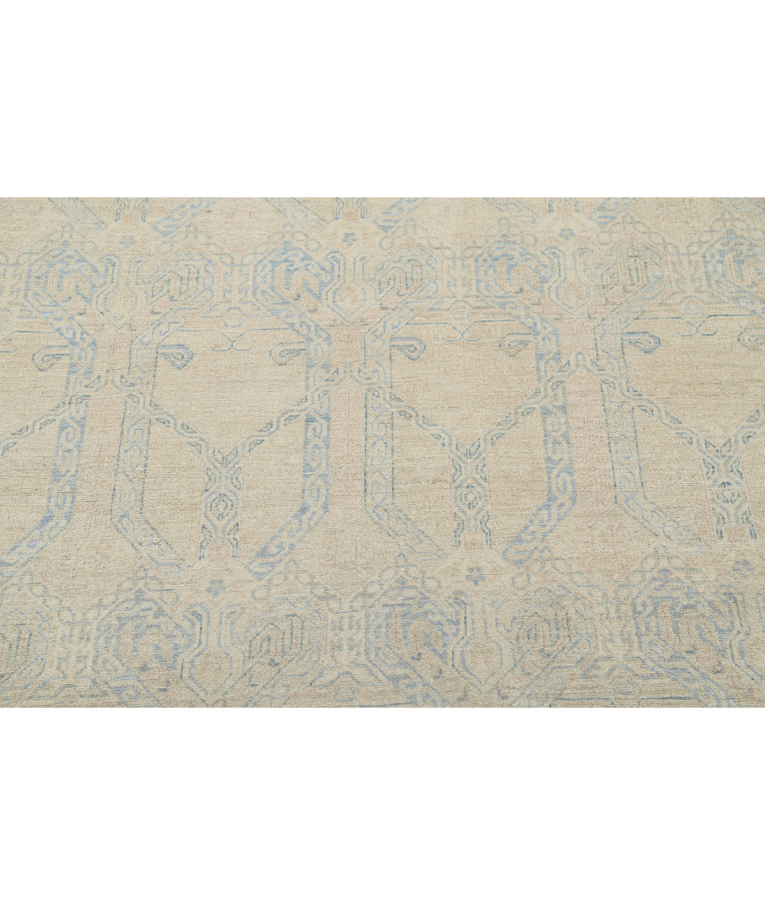 Hand Knotted Fine Artemix Wool Rug - 10'0'' x 13'9'' 10'0'' x 13'9'' (300 X 413) / Beige / Blue