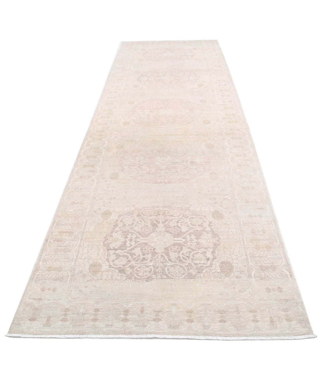 Hand Knotted Ariana Haji Jalili Wool Rug - 4'1'' x 14'3'' 4'1'' x 14'3'' (123 X 428) / Lilac / Taupe
