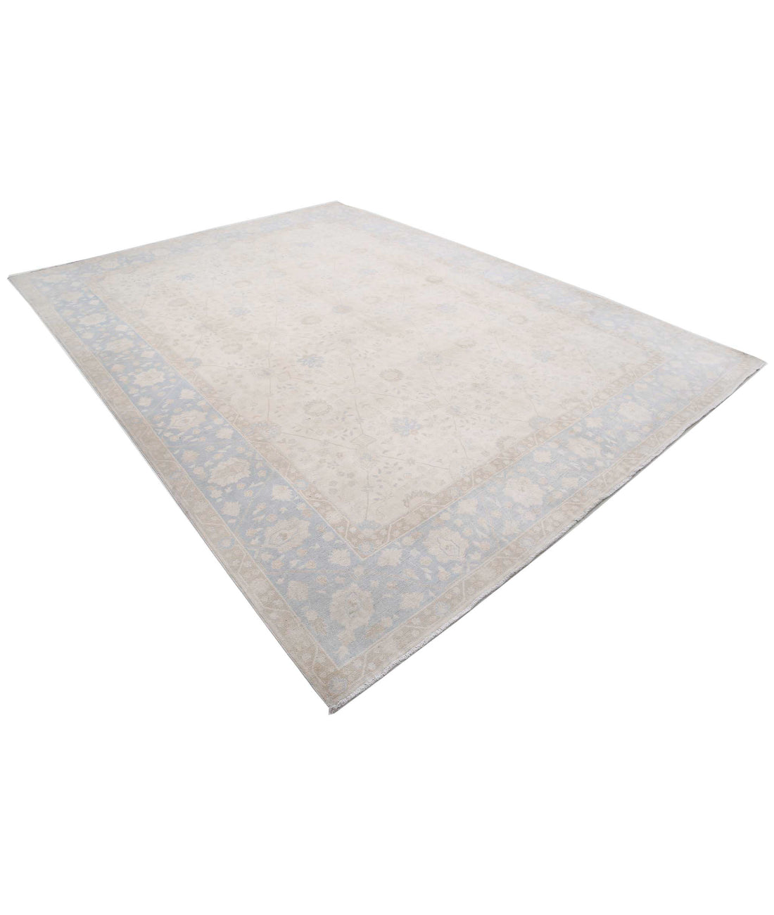 Hand Knotted Fine Ariana Ariana Wool Rug - 9'1'' x 11'11'' 9'1'' x 11'11'' (273 X 358) / Ivory / Blue
