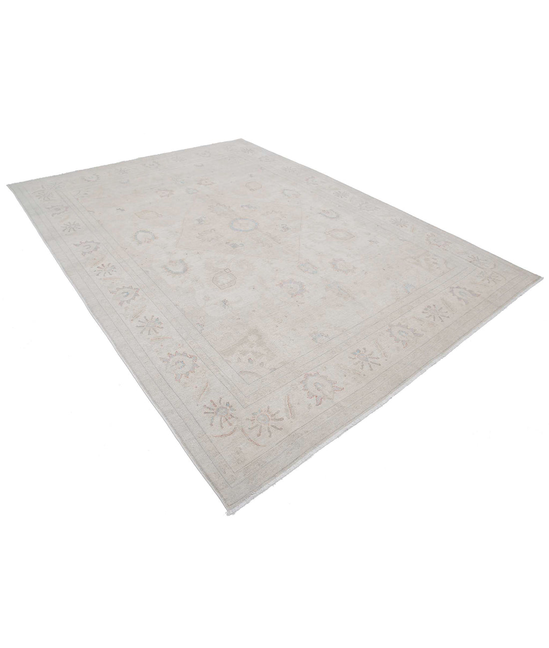 Hand Knotted Ariana Haji Jalili Wool Rug - 7'9'' x 10'5'' 7'9'' x 10'5'' (233 X 313) / Ivory / Grey