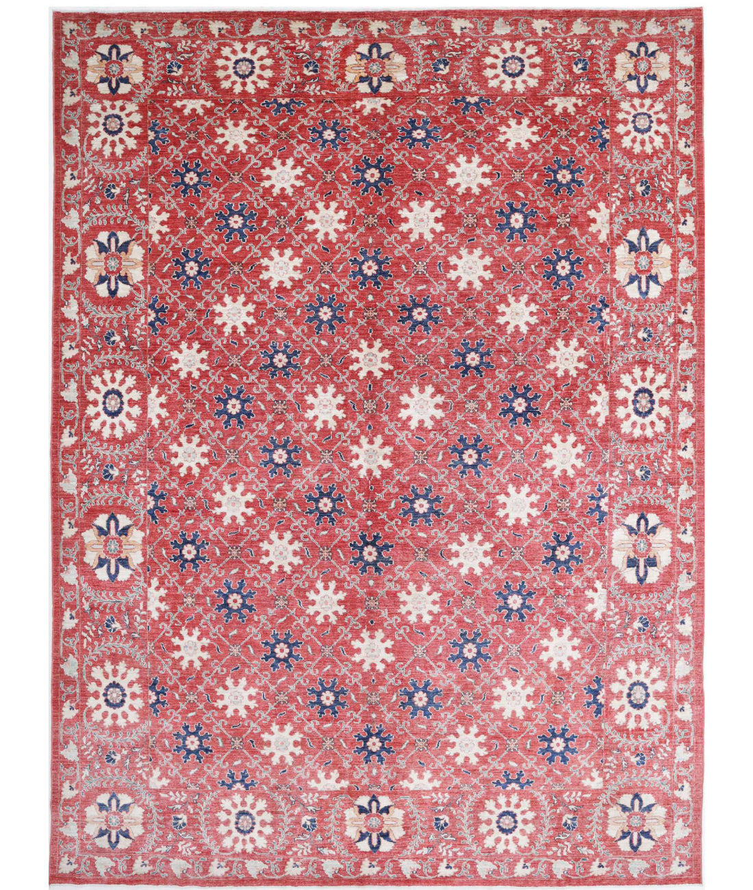Hand Knotted Artemix Wool Rug - 8'5'' x 11'5'' 8'5'' x 11'5'' (253 X 343) / Red / Blue