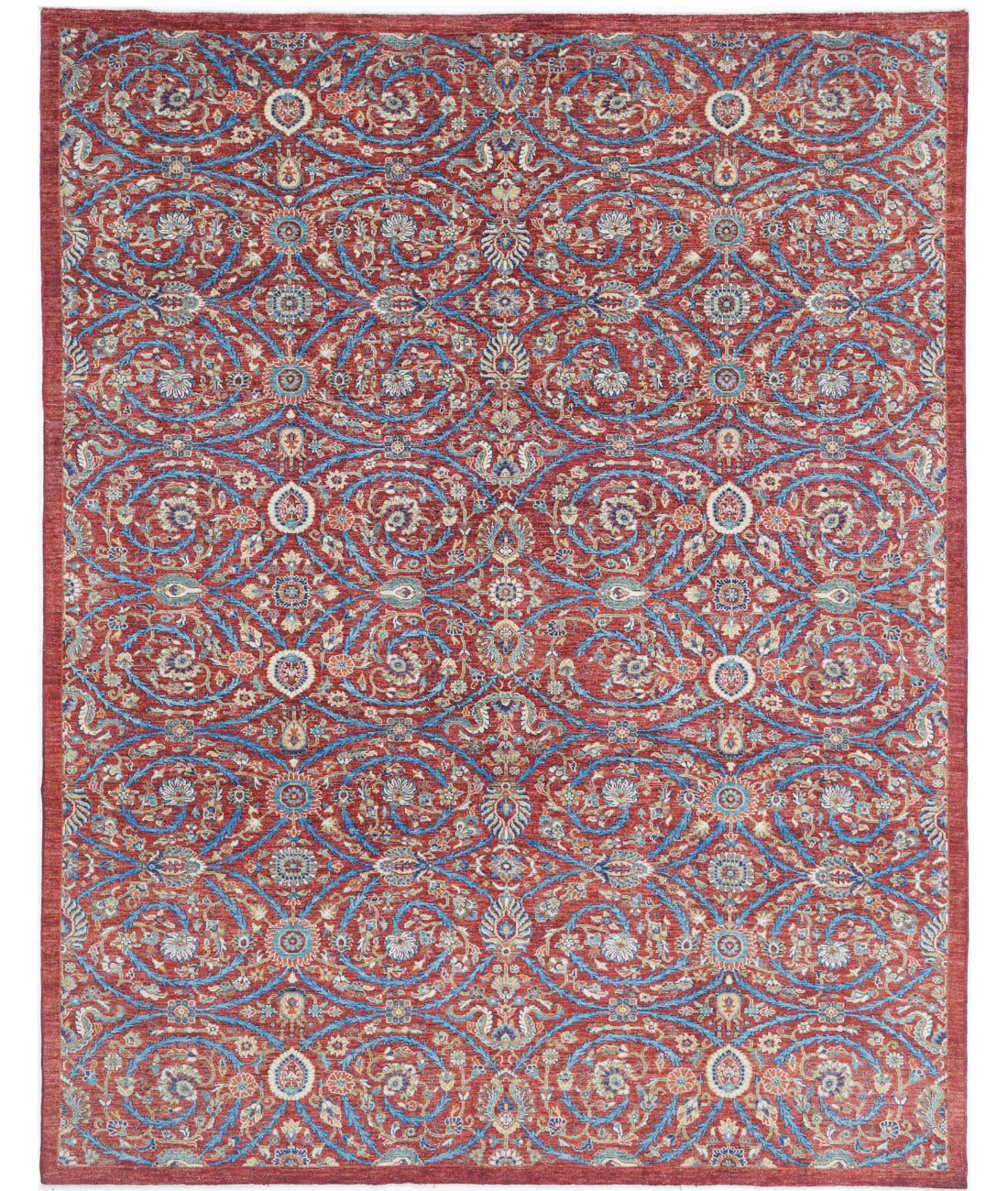 Hand Knotted Art &amp; Craft Wool Rug - 9&#39;1&#39;&#39; x 11&#39;7&#39;&#39; 9&#39;1&#39;&#39; x 11&#39;7&#39;&#39; (273 X 348) / Red / Blue
