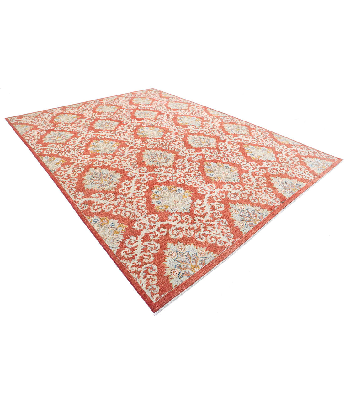 Hand Knotted Artemix Wool Rug - 9'3'' x 12'2'' 9'3'' x 12'2'' (278 X 365) / Red / Ivory