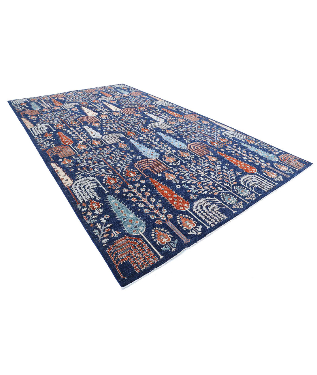Hand Knotted Artemix Wool Rug - 9'1'' x 15'8'' 9'1'' x 15'8'' (273 X 470) / Blue / Rust