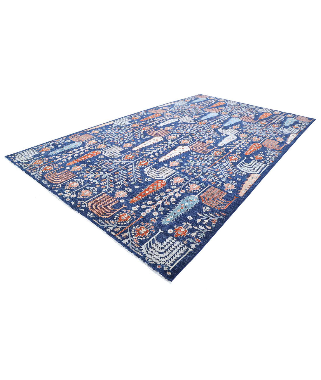 Hand Knotted Artemix Wool Rug - 9'1'' x 15'8'' 9'1'' x 15'8'' (273 X 470) / Blue / Rust
