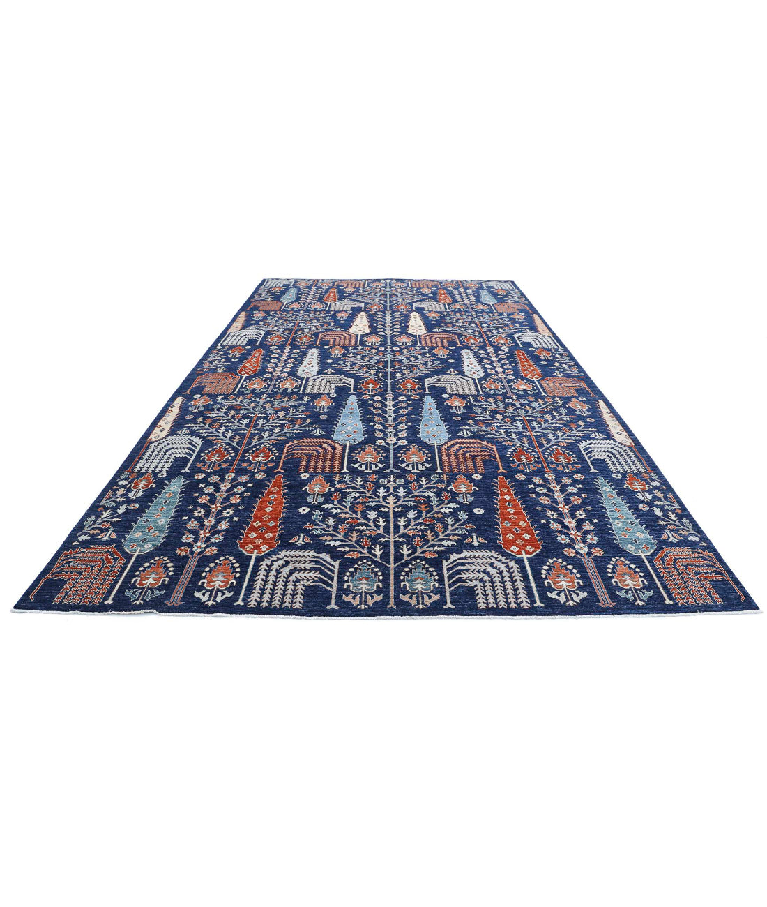 Hand Knotted Artemix Wool Rug - 9'1'' x 15'8'' 9'1'' x 15'8'' (273 X 470) / Blue / Rust