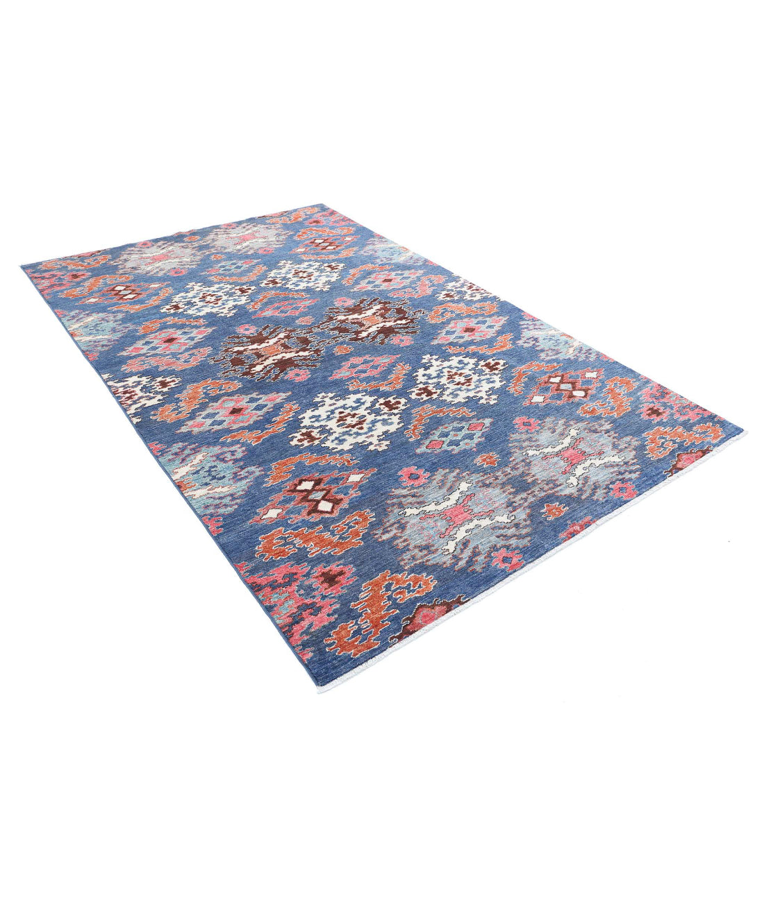 Hand Knotted Artemix Farhan Wool Rug - 5'9'' x 8'11'' 5'9'' x 8'11'' (173 X 268) / Blue / Pink