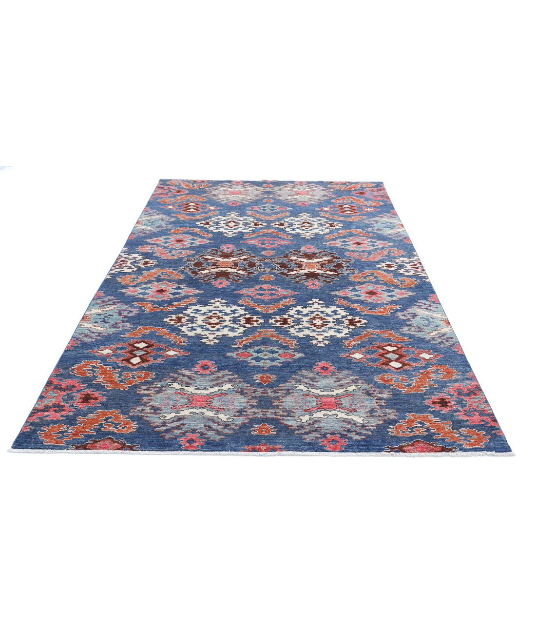 Hand Knotted Artemix Farhan Wool Rug - 5'9'' x 8'11'' 5'9'' x 8'11'' (173 X 268) / Blue / Pink