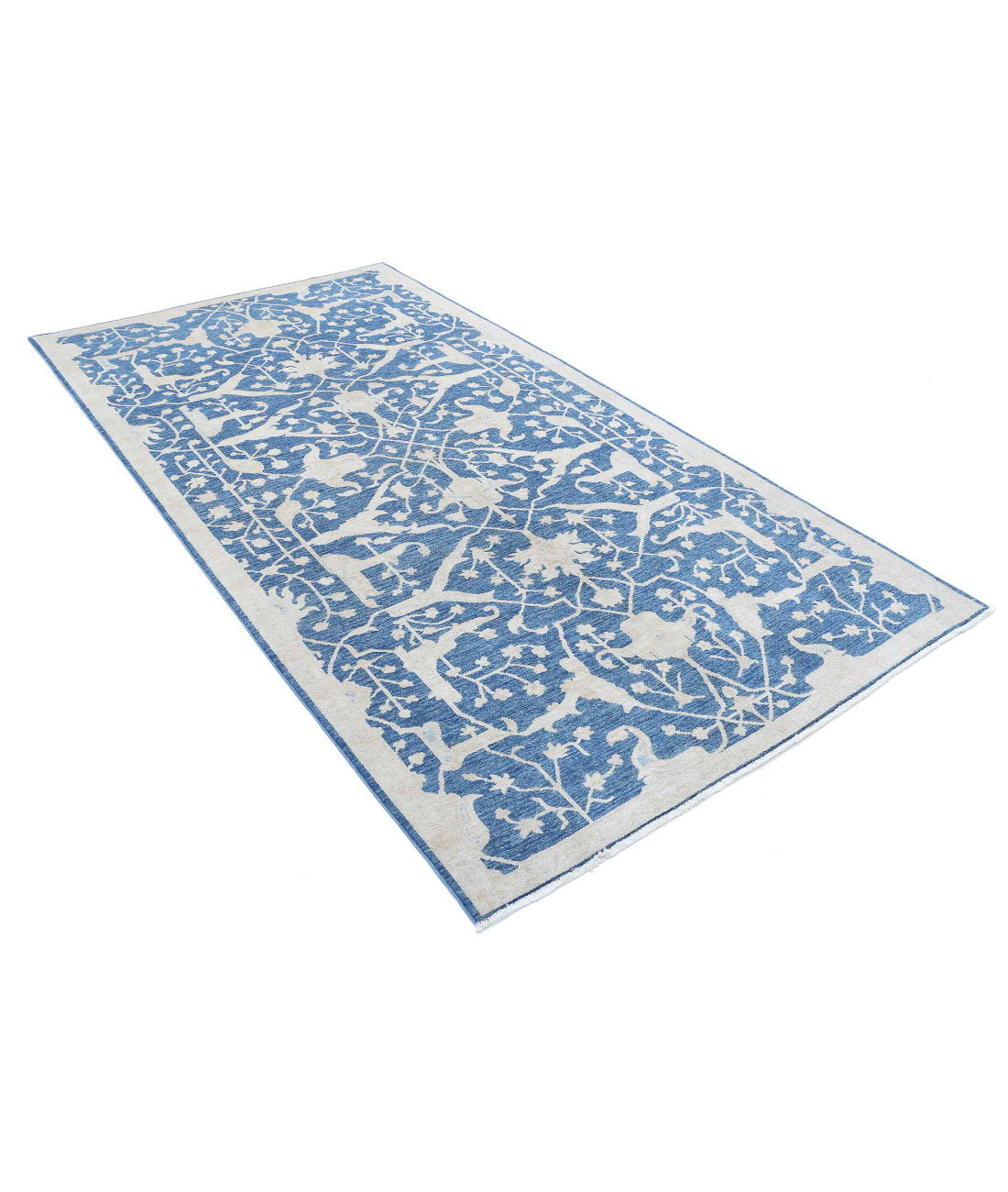Hand Knotted Artemix Wool Rug - 4'11'' x 9'4'' 4'11'' x 9'4'' (148 X 280) / Blue / Ivory